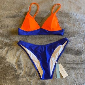 Cupshe M Orange and Blue Triangle Bikini